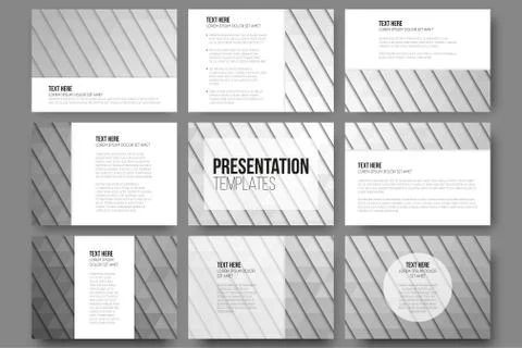 Set of 9 templates for presentation slides. Abstract gray backgrounds. Triangle Stock Illustration