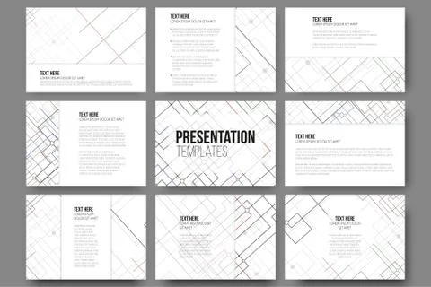 Set of 9 templates for presentation slides. Abstract vector backgrounds 스톡 일러스트