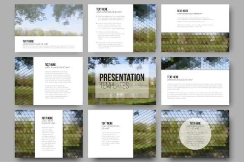 Set of 9 templates for presentation slides. Nature landscape. Abstract 스톡 일러스트