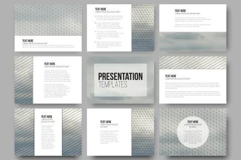 Set of 9 templates for presentation slides. Gray cloudy sky. Abstract Stock Illustration