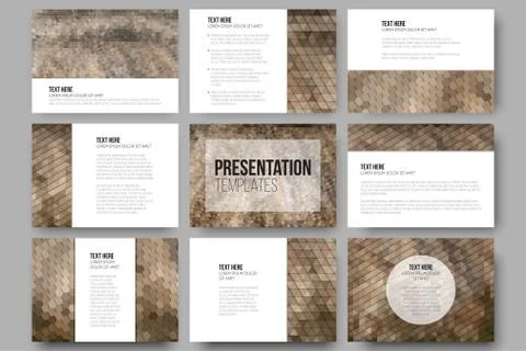 Set of 9 templates for presentation slides. Dry straw texture. Abstract Stock-Illustration