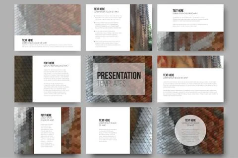 Set of 9 templates for presentation slides. City landscape. Abstract 스톡 일러스트