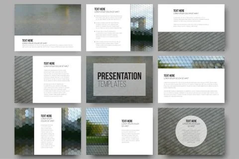 Set of 9 templates for presentation slides. Park landscape. Abstract 스톡 일러스트