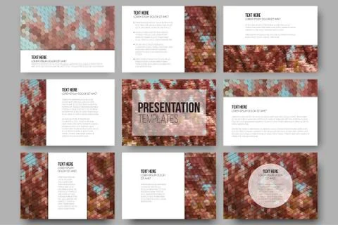 Set of 9 templates for presentation slides. Purple flowers. Abstract Illustrazione stock