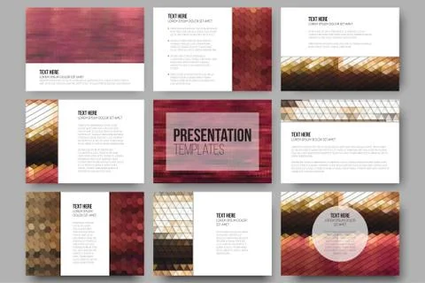 Set of 9 templates for presentation slides. Abstract multicolored backgrounds Illustrazione stock