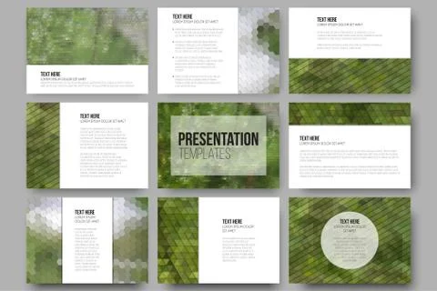 Set of 9 templates for presentation slides. Nature landscape. Abstract Illustrazione stock