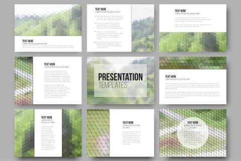 Set of 9 templates for presentation slides. Nature landscape. Abstract Stock Illustration