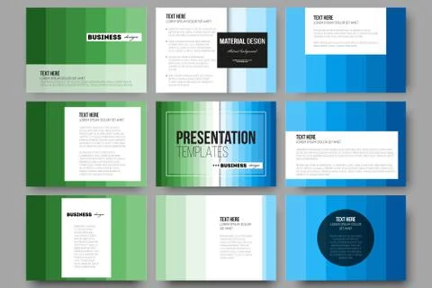 Set of 9 templates for presentation slides. Abstract colorful business Stock Illustration