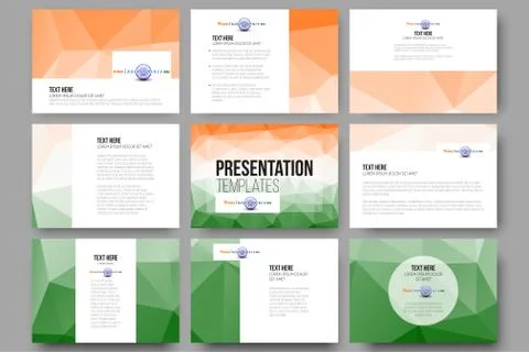 Set of 9 templates for presentation slides. Happy Indian Independence Day Stock Illustration