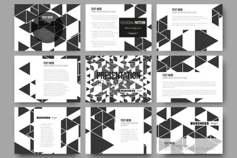 Set of 9 templates for presentation slides. Triangular vector pattern. Abstract Stockillustratie