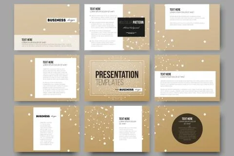 Set of 9 templates for presentation slides. Abstract polygonal low poly backdrop Stock Illustration