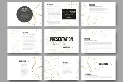 Set of 9 templates for presentation slides. Abstract polygonal low poly backdrop 스톡 일러스트