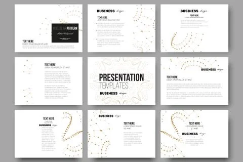 Set of 9 templates for presentation slides. Abstract polygonal low poly backdrop Illustrazione stock