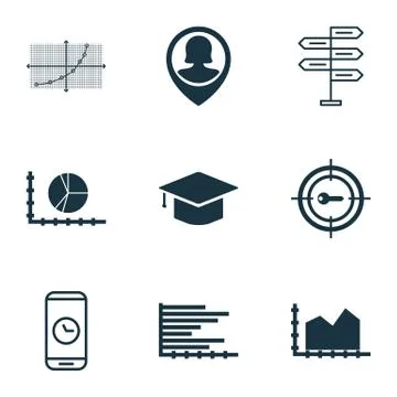 Set Of 9 Universal Editable Icons For Project Management, Management And Mark Stock Illustration