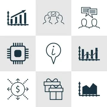 Set Of 9 Universal Editable Icons. Can Be Used For Web, Mobile And App Design Stock Illustration