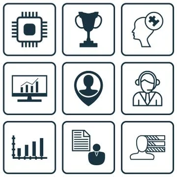 Set Of 9 Universal Editable Icons. Can Be Used For Web, Mobile And App Design Illustrazione stock