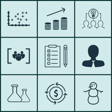 Set Of 9 Universal Editable Icons. Can Be Used For Web, Mobile And App Design Illustrazione stock