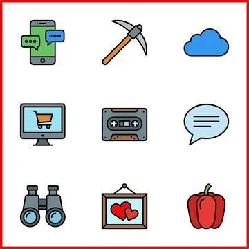 Set of 9 Universal Icons for Creative Web and Mobile Applications. Иллюстрация