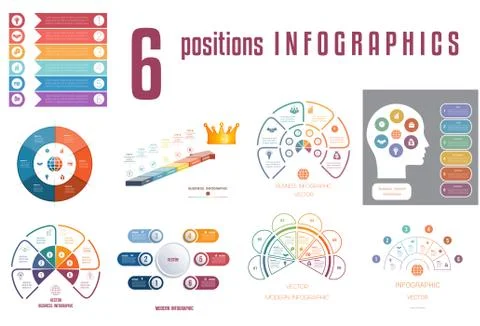 Set 9 universal templates elements Infographics conceptual cyclic processes f Illustrazione stock