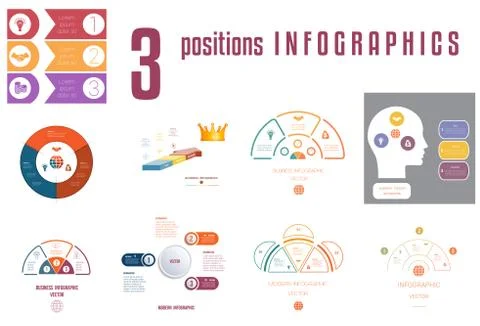 Set 9 universal templates elements Infographics conceptual cyclic processes f Stock Illustration