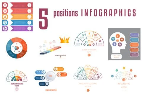 Set 9 universal templates elements Infographics conceptual cyclic processes f Stockillustratie