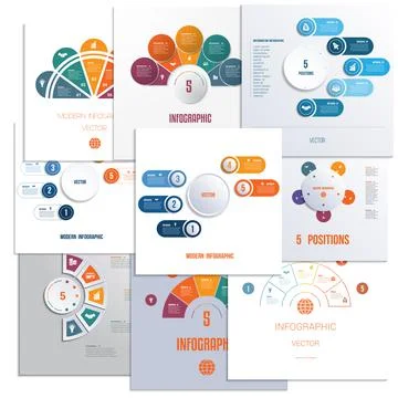 Set 9 universal templates elements Infographics conceptual cyclic processes f Stockillustratie