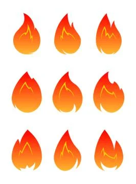 Set of 9 vector fires isolated on a white. Stock-Illustration