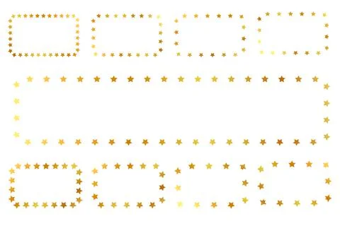 Set 9 Vector Golden Rectangle Frame from star Shape, Isolated on White Stock Illustration