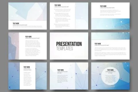 Set of 9 vector templates for presentation slides. Abstract colored background Stock Illustration
