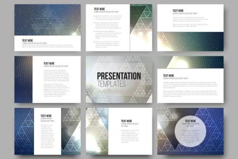 Set of 9 vector templates for presentation slides. Colorful graphic design Illustrazione stock