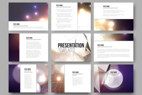 Set of 9 vector templates for presentation slides. Colorful graphic design 스톡 일러스트