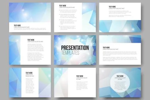 Set of 9 vector templates for presentation slides. Colorful graphic design 스톡 일러스트