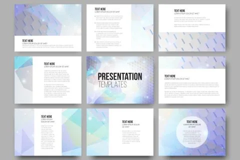Set of 9 vector templates for presentation slides. Colorful graphic design Illustrazione stock