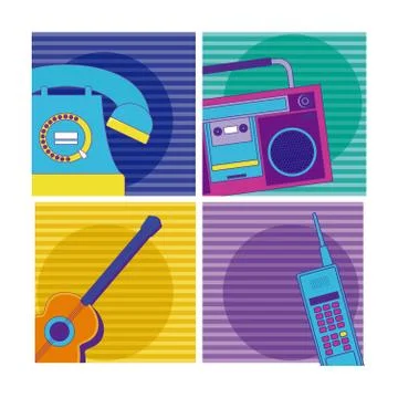 Set of 90s cartoons elements イラスト素材