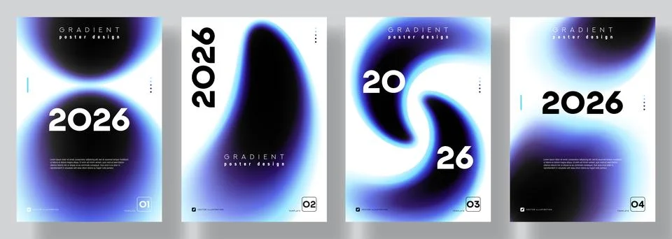 Set of A4 posters with gradient shapes Stock Illustration