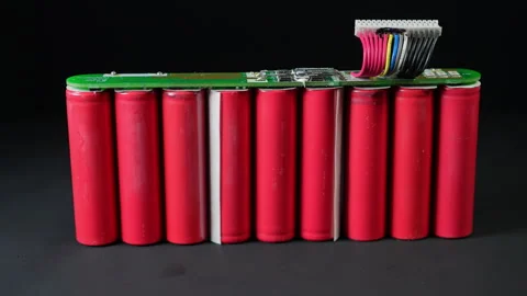 Set of AA batteries used in remote controls and computers laptops for cordl.. Stock Footage 331676325