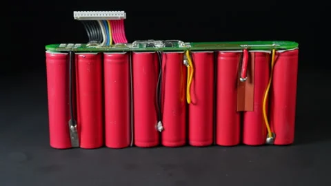 Set of AA batteries used in remote controls and computers laptops for cordl.. Stock Footage 331676337