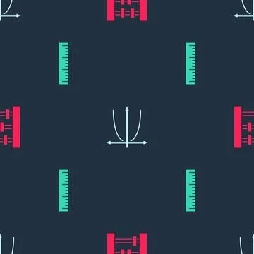 Set Abacus, Graph, schedule, chart, diagram and Ruler on seamless pattern 스톡 일러스트