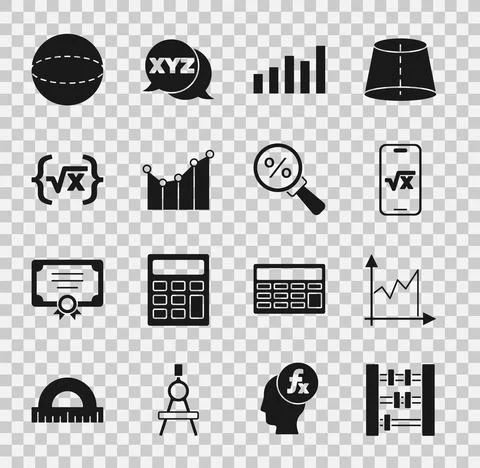 Set Abacus, Graph, schedule, chart, diagram, Square root of x glyph, Geometric Stock Illustration