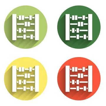 Set Abacus icon isolated with long shadow background. Traditional counting .. Stock Illustration