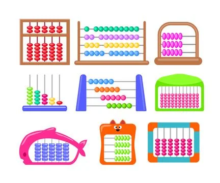 Set of abacus set collection, Elementary school math concept, toy for kid o.. Stock Illustration