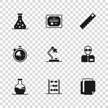 Set Abacus, Teacher, File document, Table lamp, Ruler, Test tube, Certifica.. 스톡 일러스트