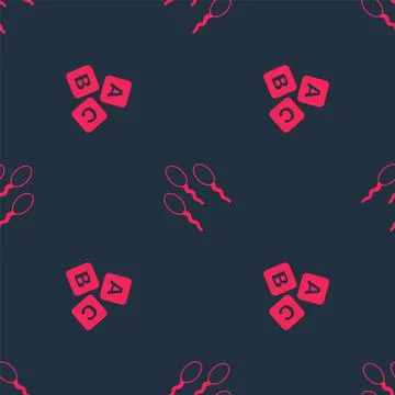 Set ABC blocks and Sperm on seamless pattern. Vector Stock Illustration