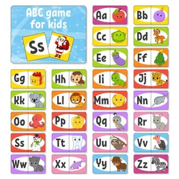 Set ABC flash cards. Alphabet for kids. Learning letters. Education developin Stock Illustration