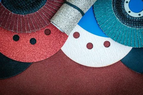 A set of abrasive tools and sandpaper for cleaning or sanding various objects Stock Photos