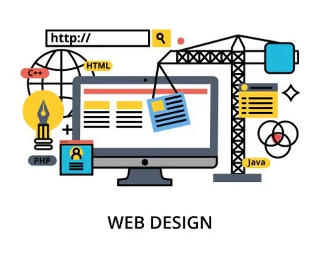 Set of abstact web design process 库存插图