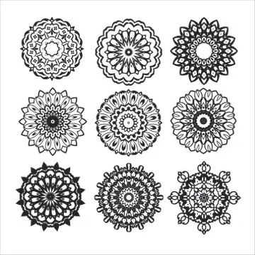 Set of abstrack floral mandala Stock Illustration