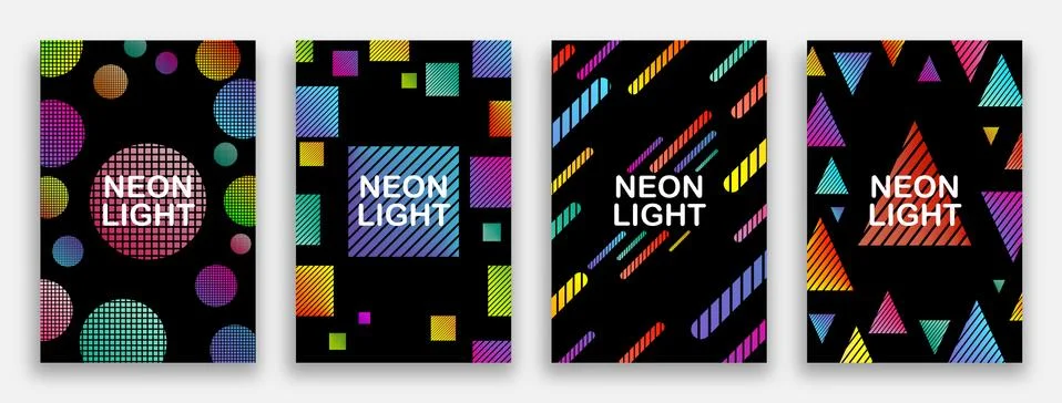 Set of Abstract 3d liquid fluid color shape. Creative modern cover template Stock Illustration