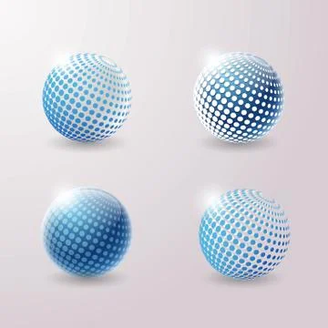Set of abstract 3d techno icons. Vector illustration. Stock Illustration