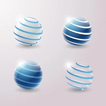 Set of abstract 3d techno icons. Vector illustration. Stock Illustration